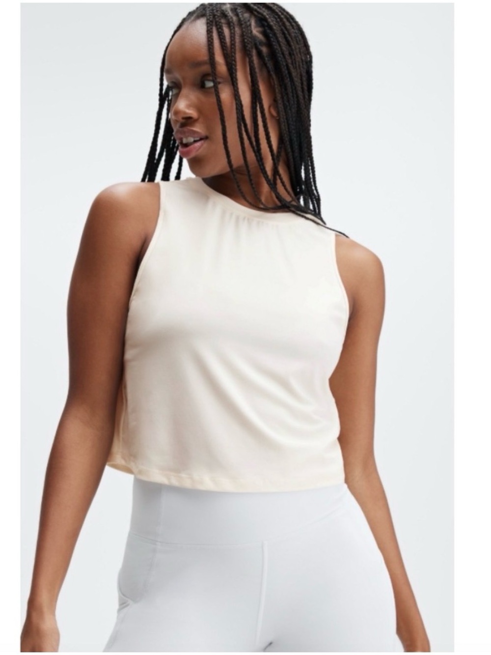 Fabletics Cream Blake Muscle Cropped Top